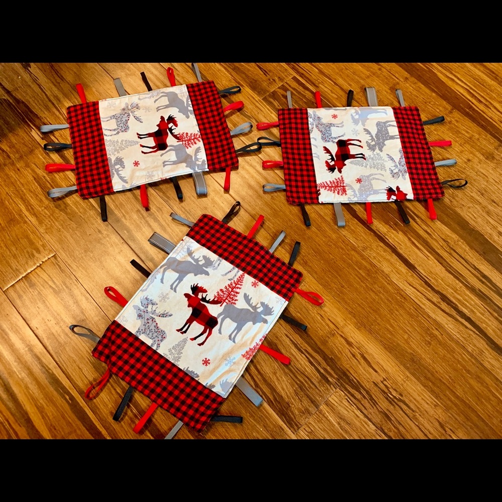 Hand made baby/sensory tag blankets